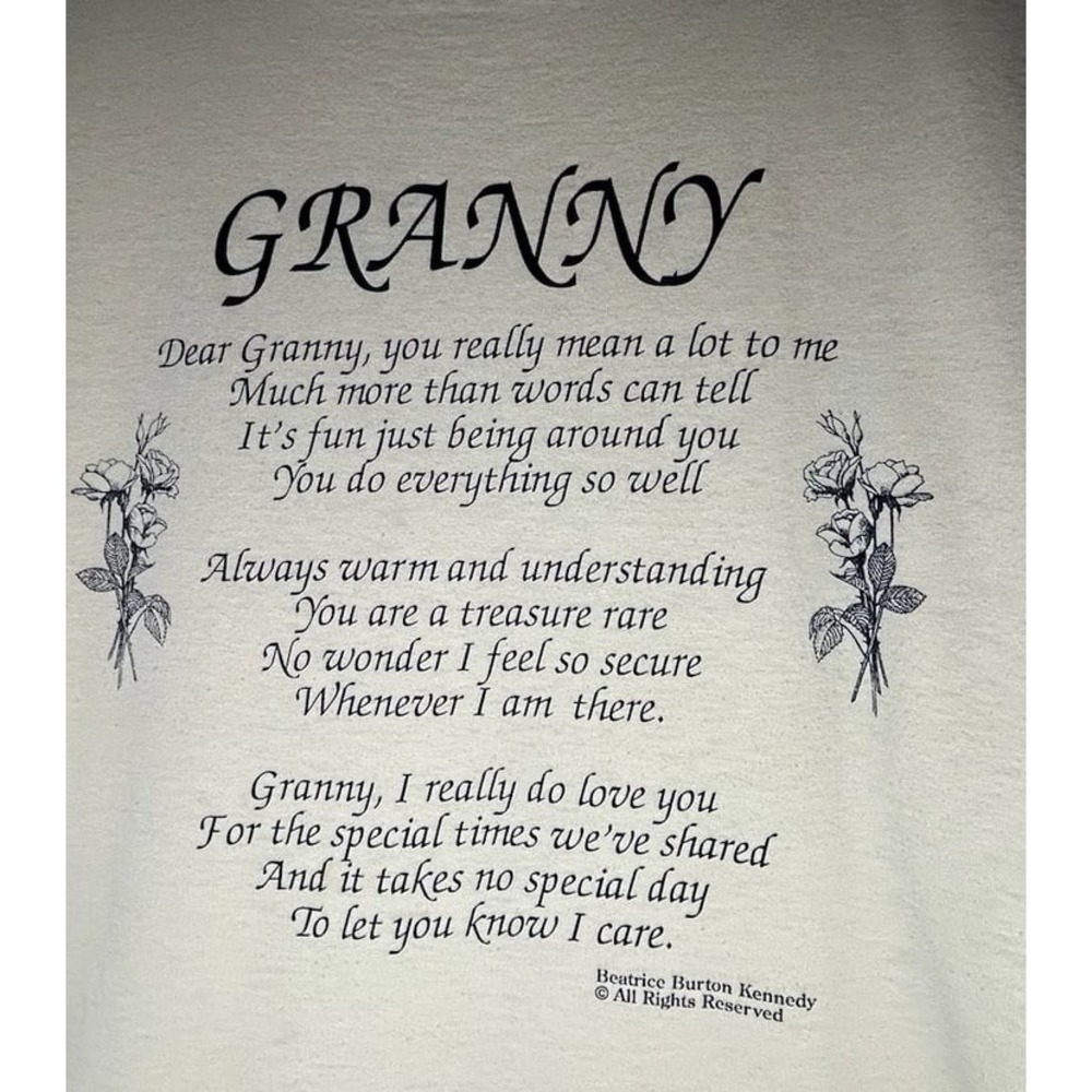 Vintage Y2k Grandma Poem Floral Yellow T-Shirt Size Mens Large Made In USA